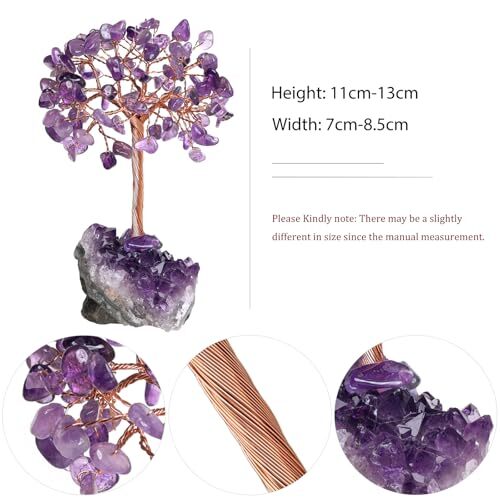 Natural Amethyst Crystal Tree with Amethyst Cluster Crystal Base Money Tree F…