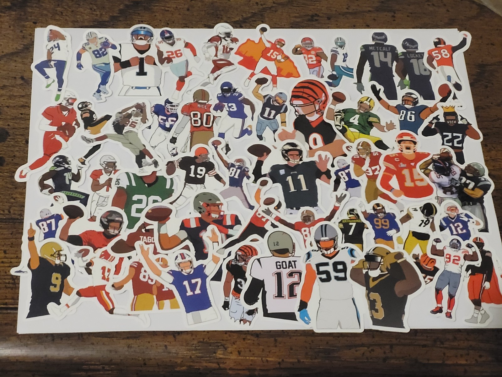 10 PCS American Football Famous Players Sports Teams Stickers BRAND NEW Set 2