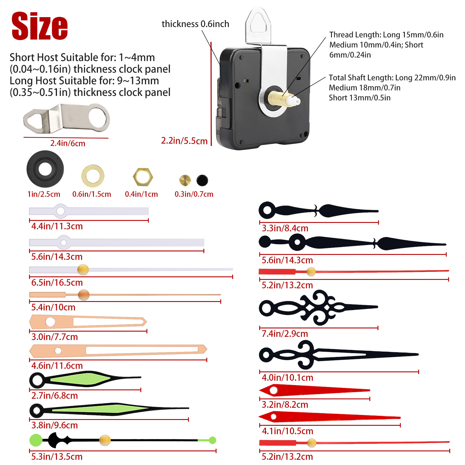 6PCS DIY Wall Quartz Clock Movement Mechanism Replacement Repair Tool Parts Kit