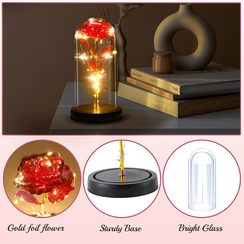 Forever Eternal Galaxy Rose Flower In Glass Dome LED Light Valentine’s Day Gift