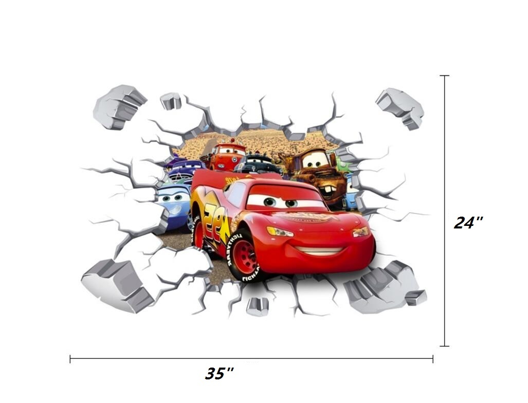 Disney 3D Cars McQueen Mater removable Wall Stickers Decal Kids Home Decor USA