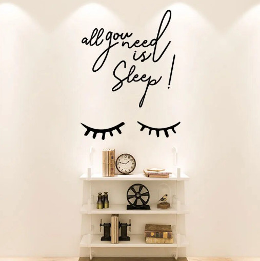 ’All you need is Sleep’ Quotes Wall Stickers Home Decor Living Room Bedroom