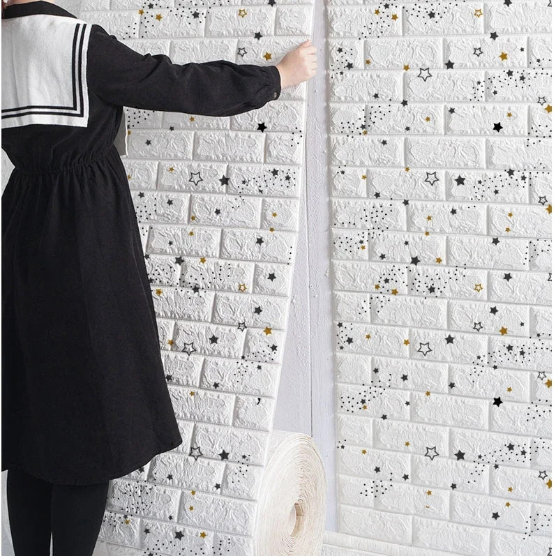 3D Soft Foam Brick Wallpaper Roll Self Adhesive Waterproof Wall Stickers 70x200c