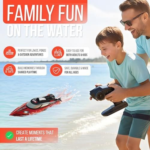 REV-UP RC Boat with Travel Bag – 21 MPH Fast RC Boats for Adults, Hobby-Grade Re