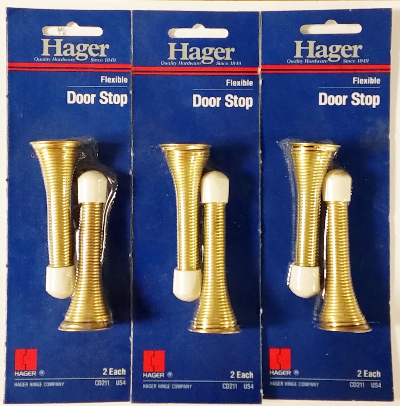 Hager CD211-US4 Flexible Door Stop Brass Finish 3″ Length 6 Pack