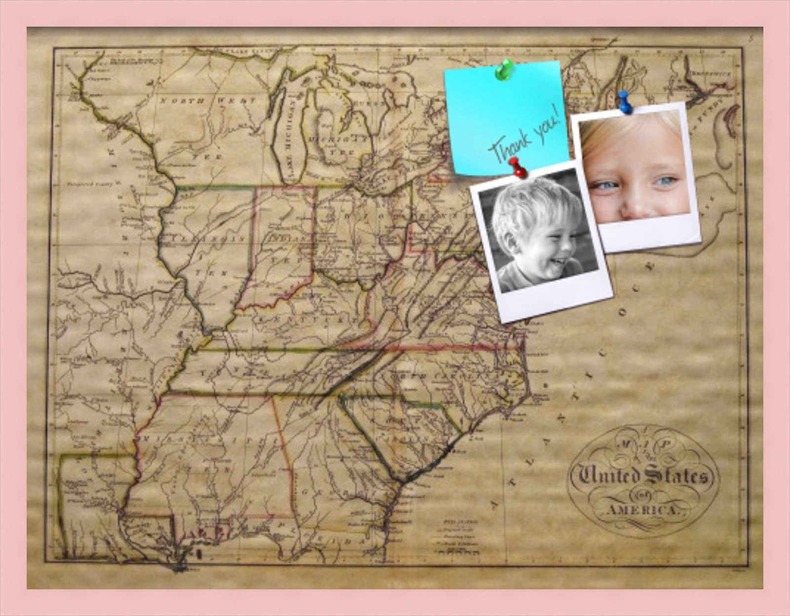 Custom Printed pin Cork Bulletin Board Made from Canvas, United States Map 31…