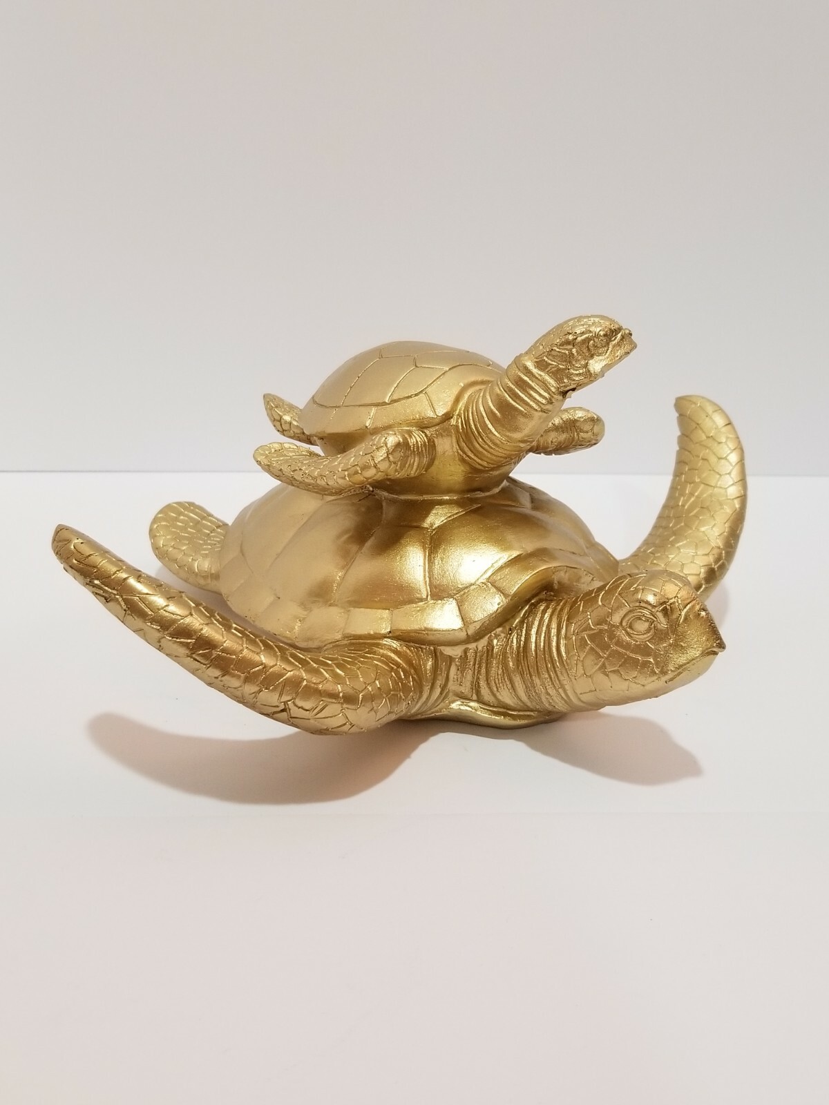 Golden Resin Mommy Baby Sea Turtle Tortoise Beach Home Decor Salt Life