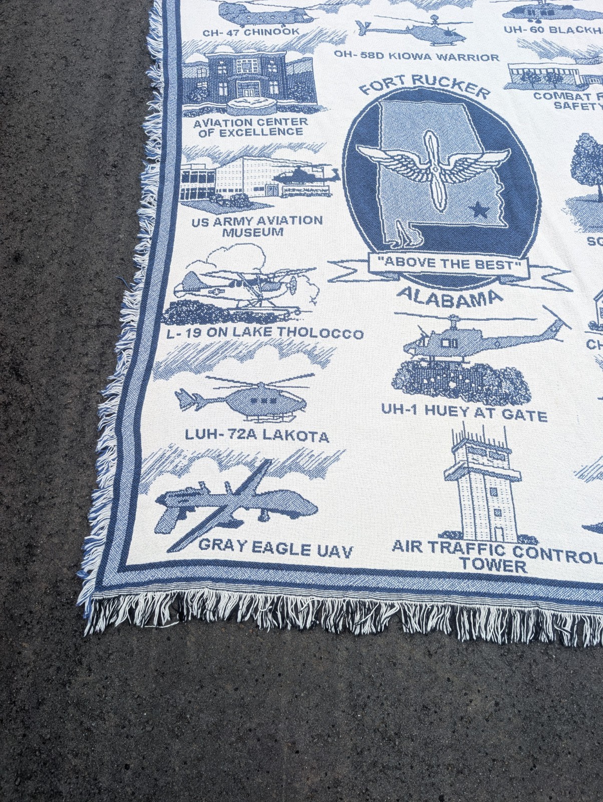 Vintage Fort Rucker Alabama Tapestry Throw Blanket 64″ x 47″ US Army Aviation