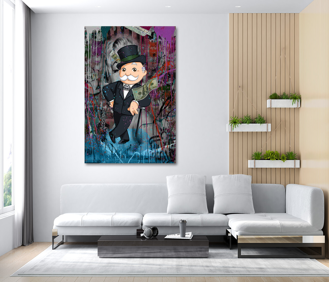 Alec Graffiti Monopoly Framed Canvas Wall Art Unique Hanging Poster Room Decor