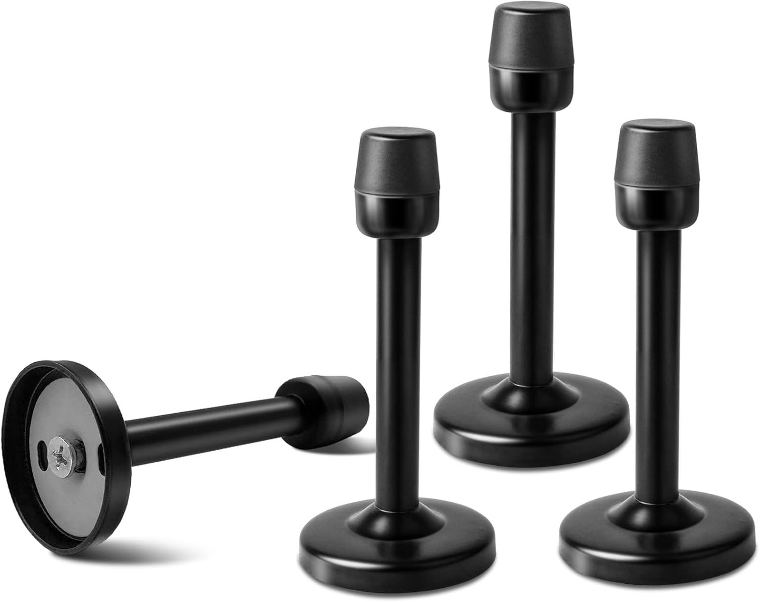 KOLAKO 4 Pack Long Door Stopper 4 Inch Black Door Stops, Stainless Steel, Wal…