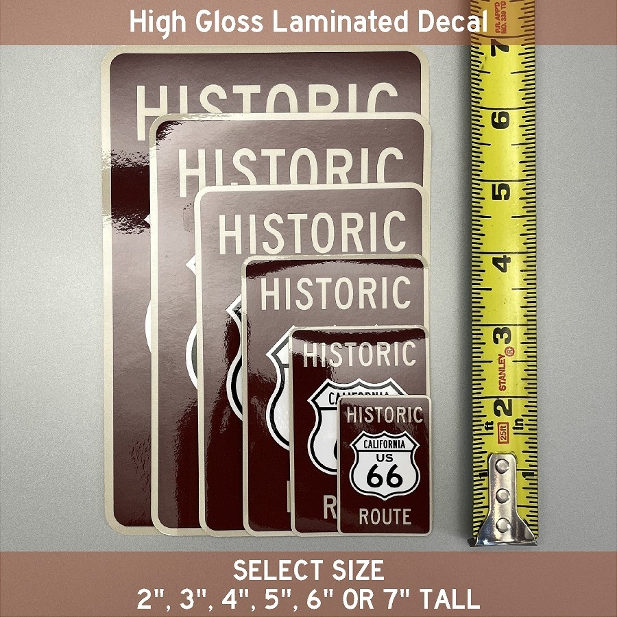 Historic Route 66 High Gloss Laminated Stickers / Decals Choose Size 2-7″