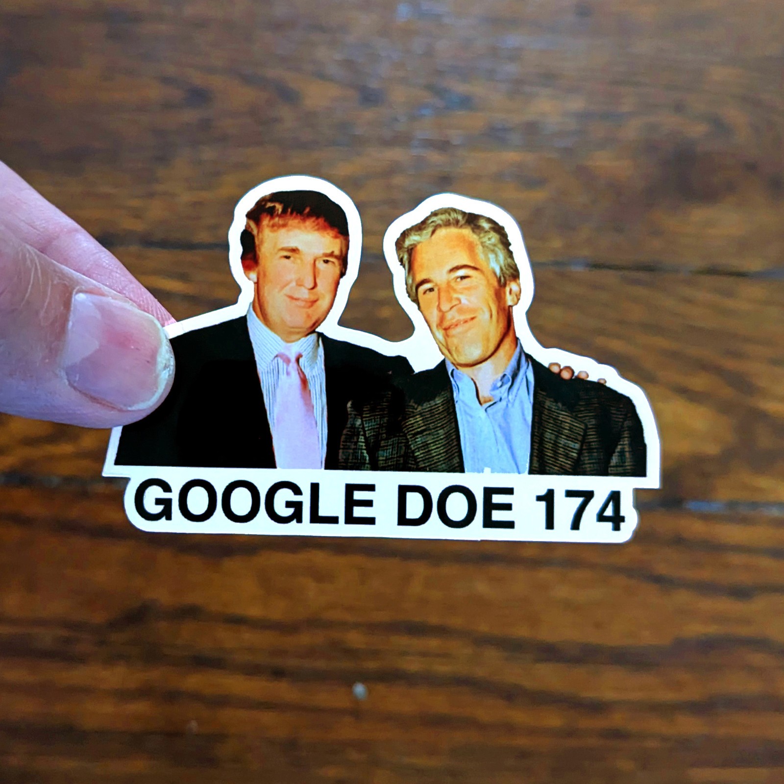 Donald Trump with Jeffrey Epstein ”GOOGLE DOE 174” Sticker Pack Anti-Trump