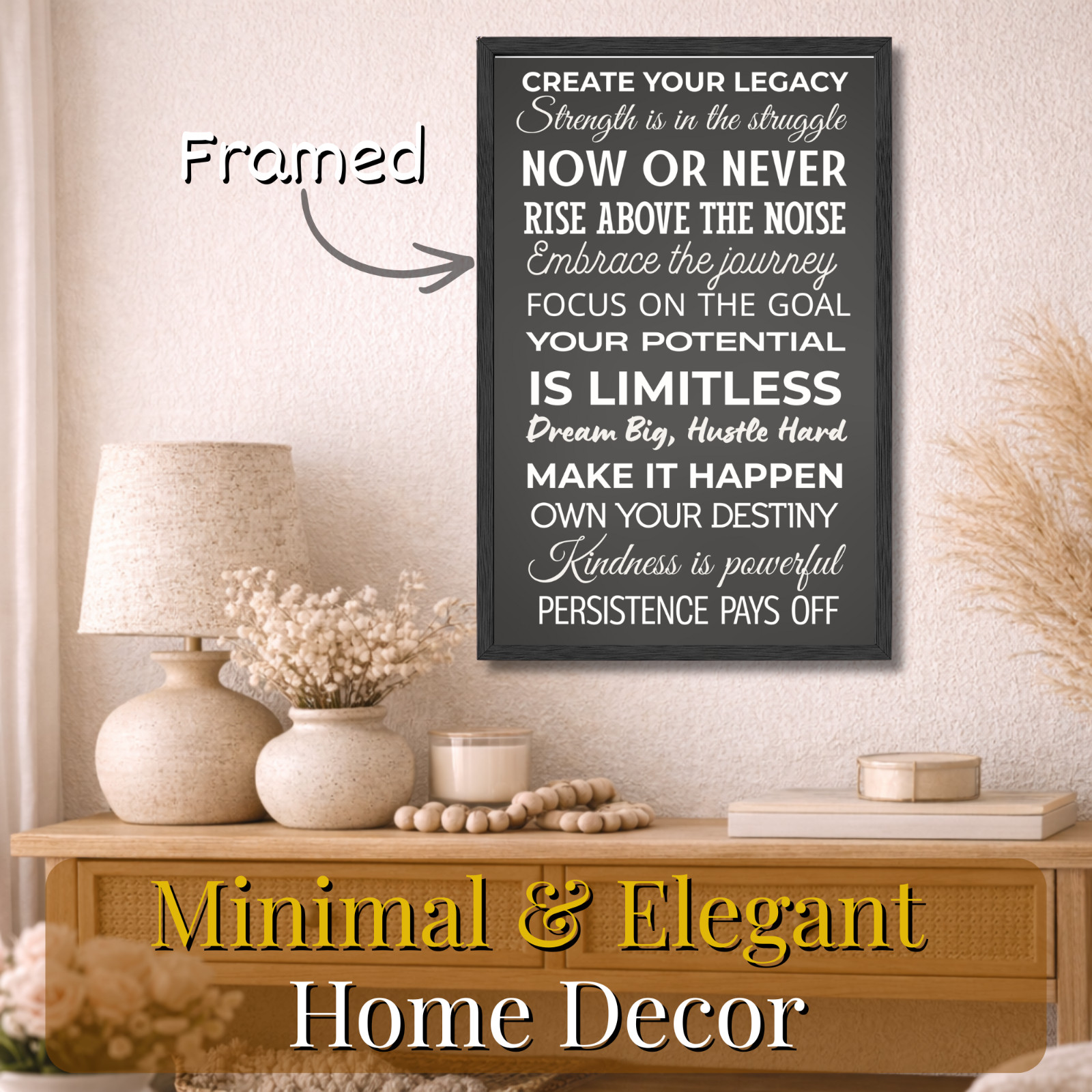 Create Your Legacy Motivational Wall Art Framed Poster 11×17 Office Home Decor