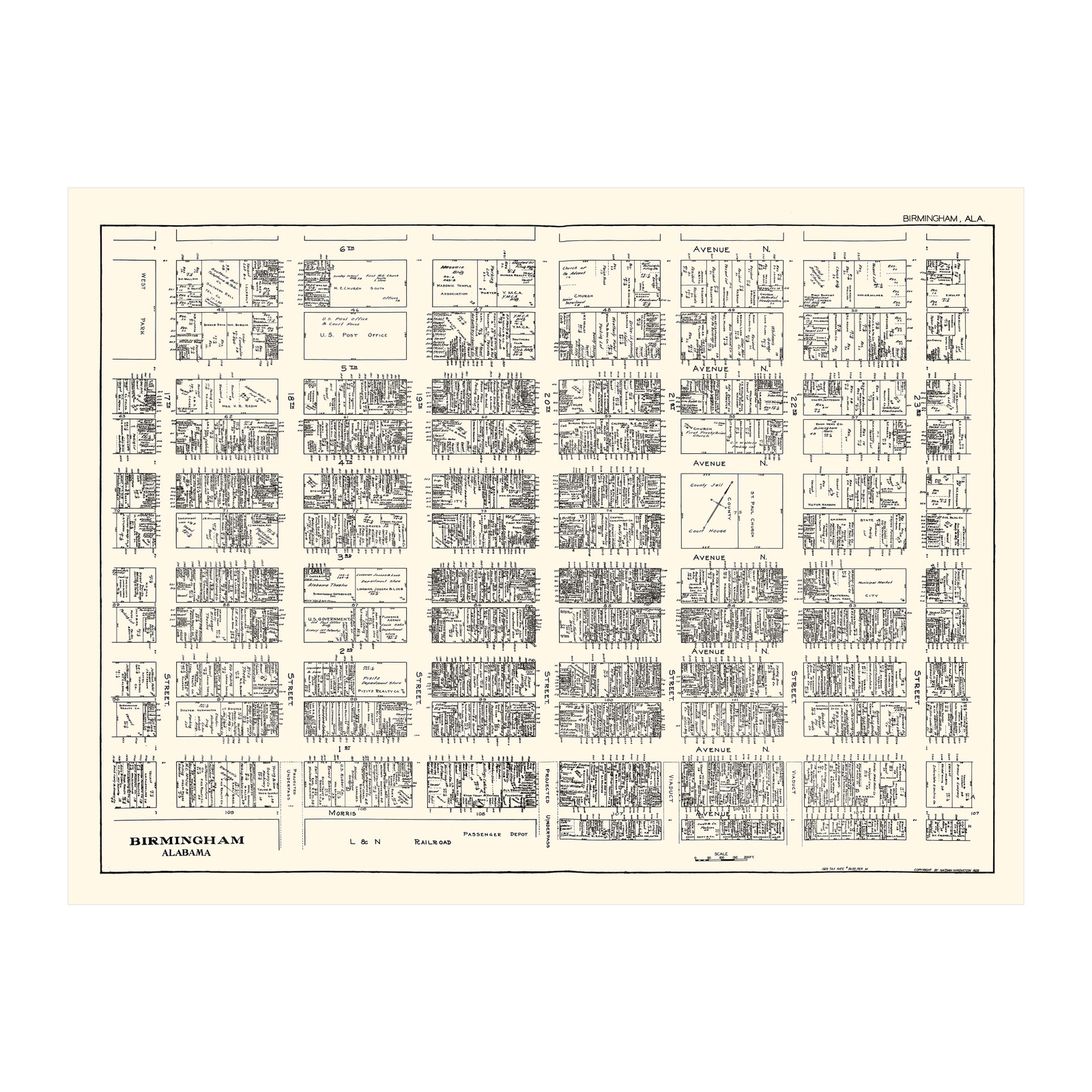 Old Map of Birmingham, AL 1929 – Vintage Birmingham Alabama