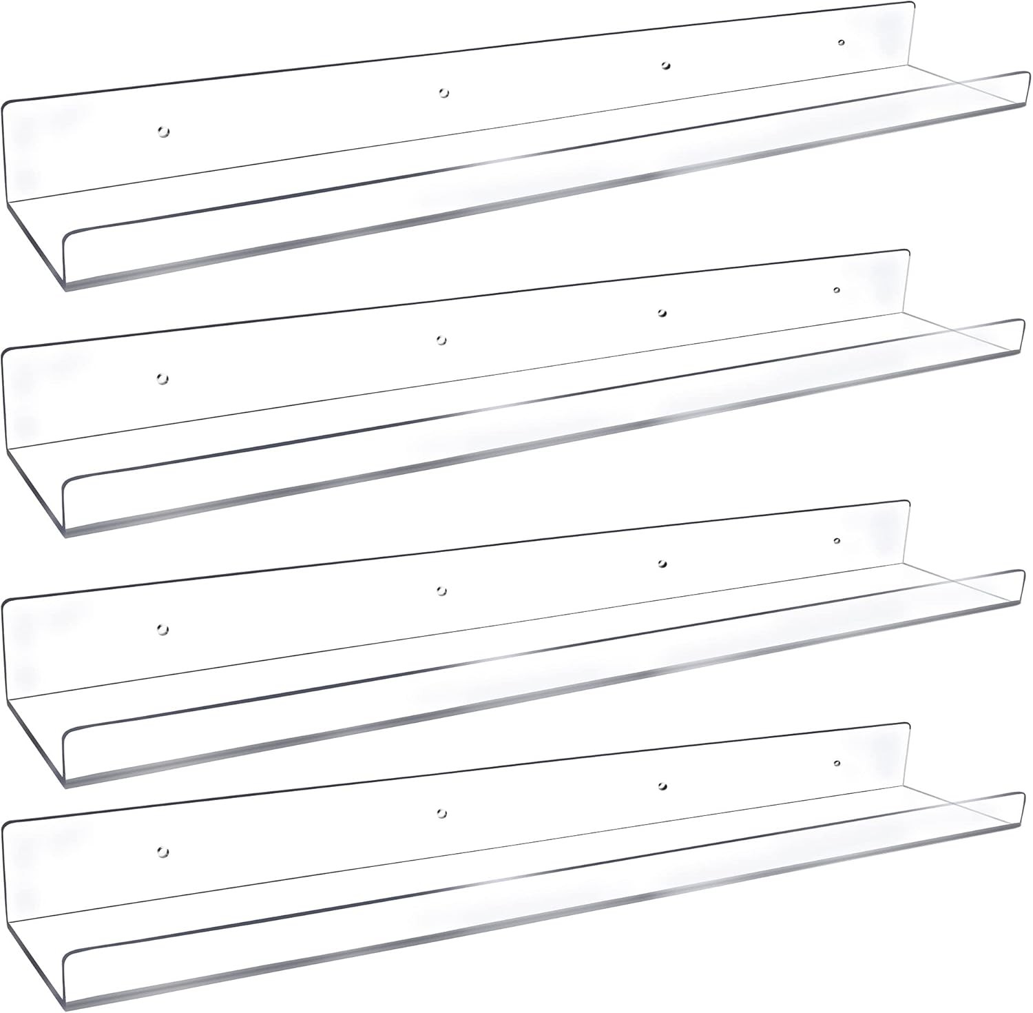 4 Pa 24-Inch Long Clear Acrylic Floating Shees U Shape Wall