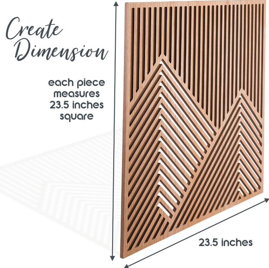 2 Pcs Wood Mountain Wall Art – Modern Wooden Panel Mountain Wall Decor, Decorati