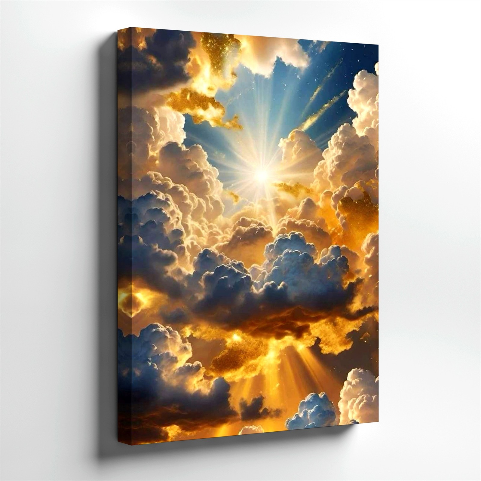 Wall Art Heavenly Cloudscape Sun Rays Sky Canvas Print Golden Dramatic Decor