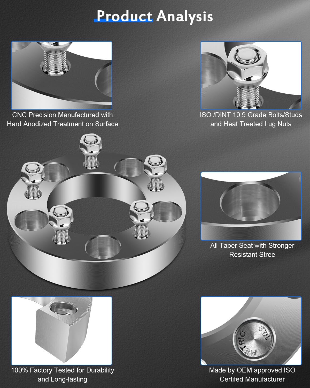 ECCPP 4PCS 1.25 inch 5×4.75 to 5×4.5 Wheel Adapters 4x silver, silver