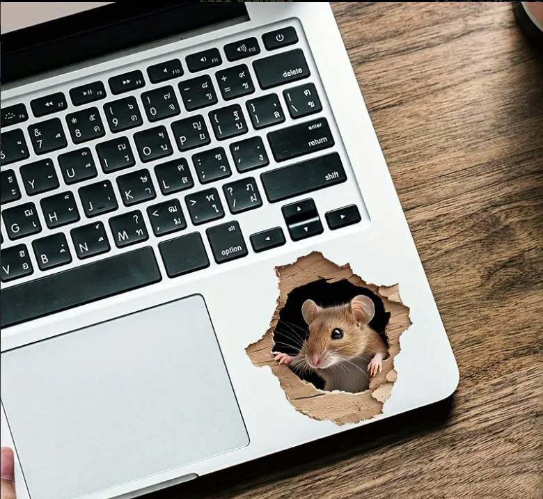 Realistic Brown Cute Mouse C Rat Rodent Wall Sticker Realistic Decal Kitchen