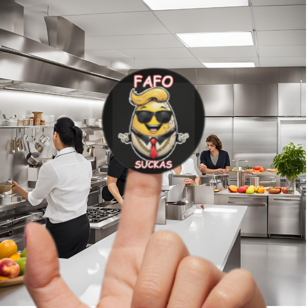 FAFO SUCKAS Trump Egg Political Humor Food Meme Vinyl Decal Round Sticker Roll