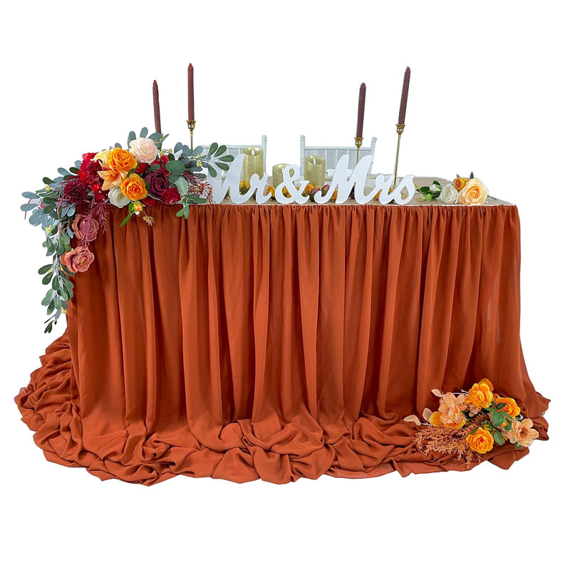 Ehldekol Pooling And Floating Chiffon Table Skirt Extra Length 6Ft 9Ft 14Ft