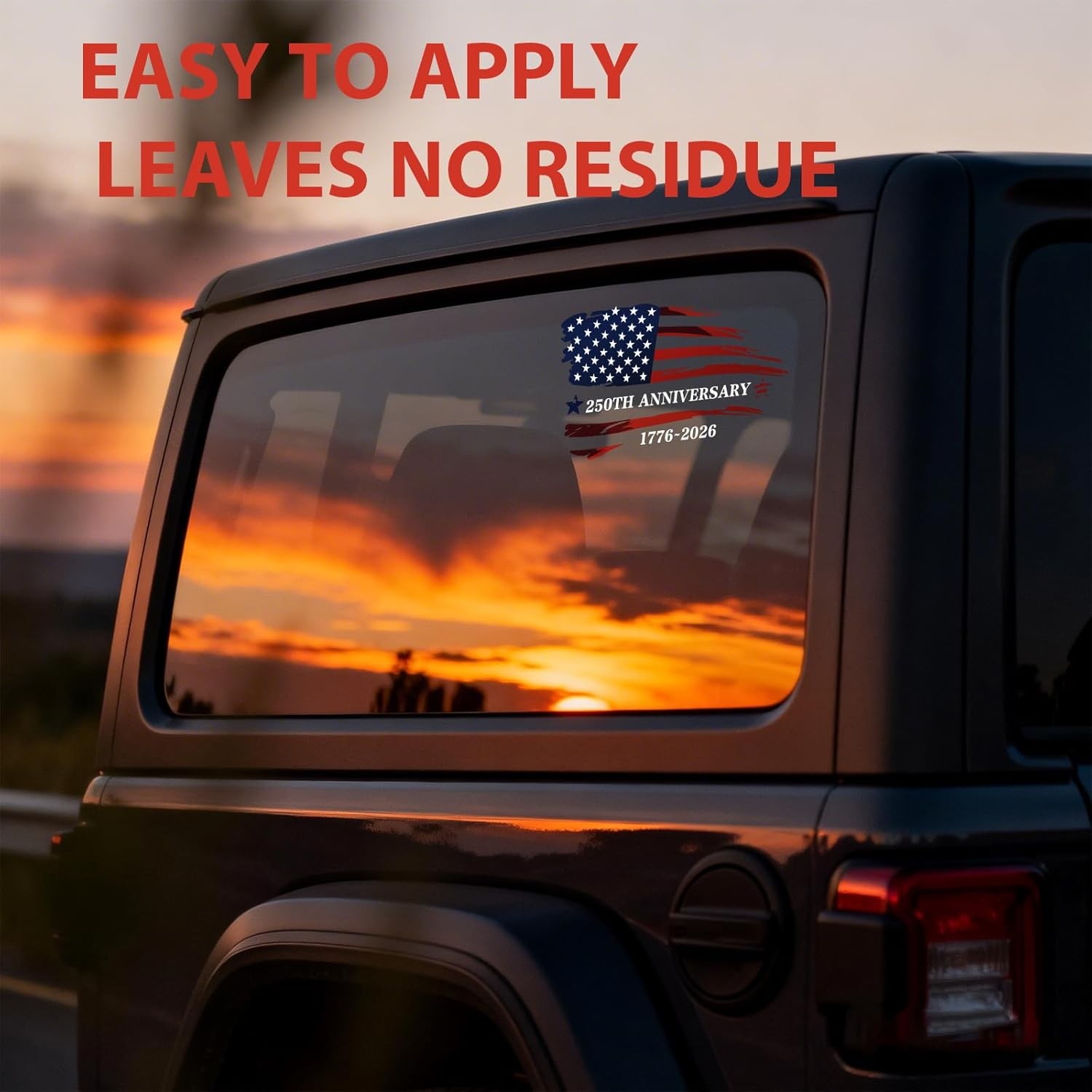 2 Pack America 250th Anniversary 1776-2026 Car Window Decals, American Flag Viny