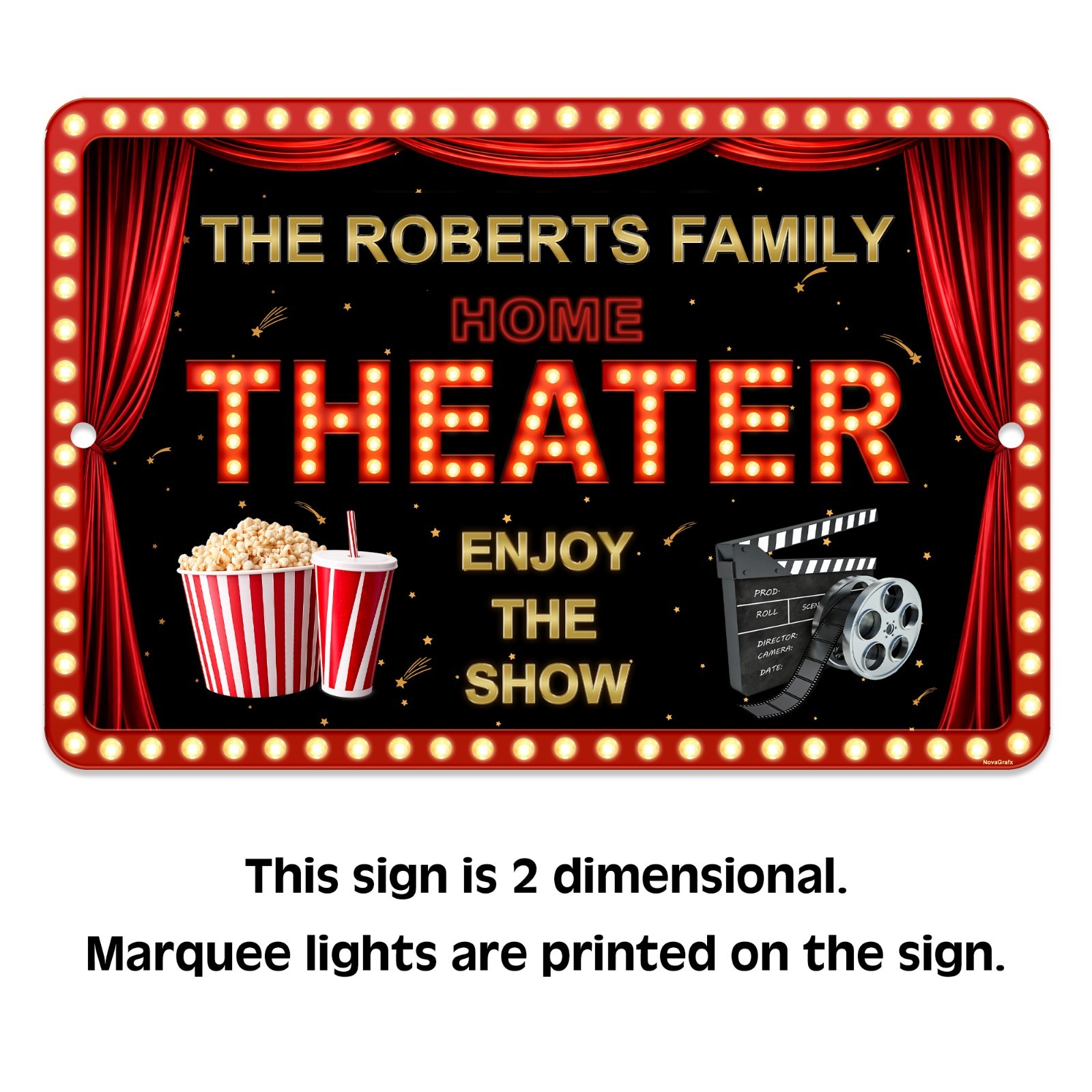 Custom Home Movie Theater Sign Personalized Cinema Room Metal Sign Wall Decor