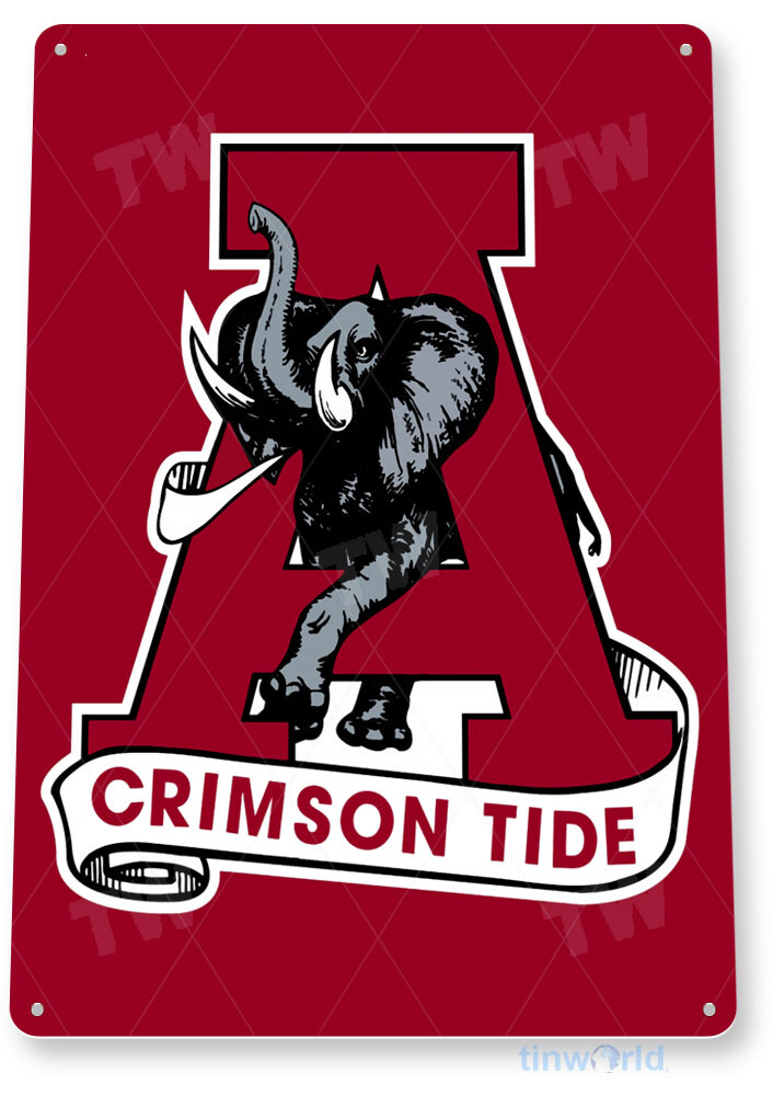 TIN SIGN Alabama Crimson Tide Metal Décor Art Mascot Sports Store Bar A204