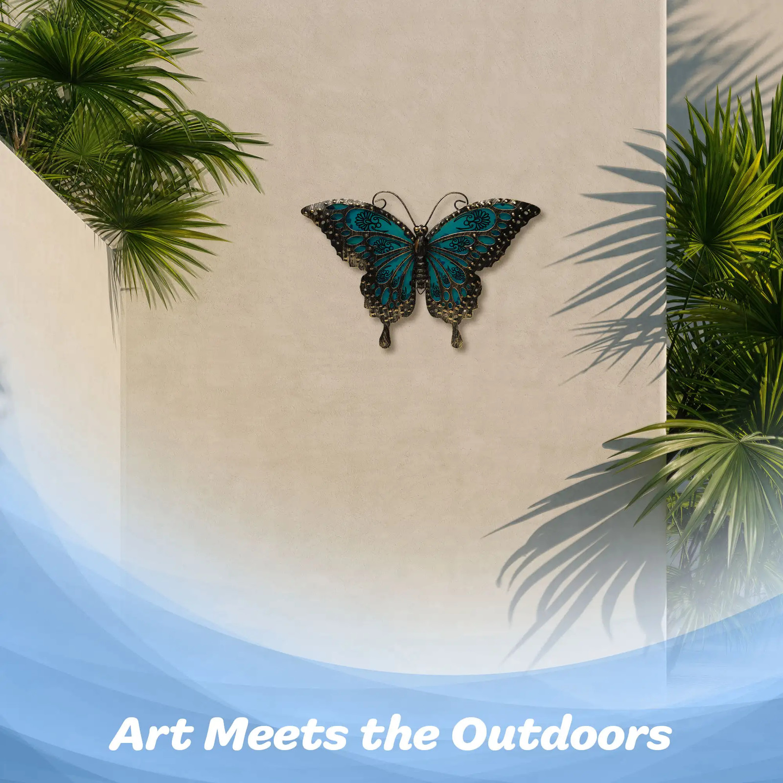 G128 Black and Green Butterfly Metal Wall Art Decor Indoor Outdoor