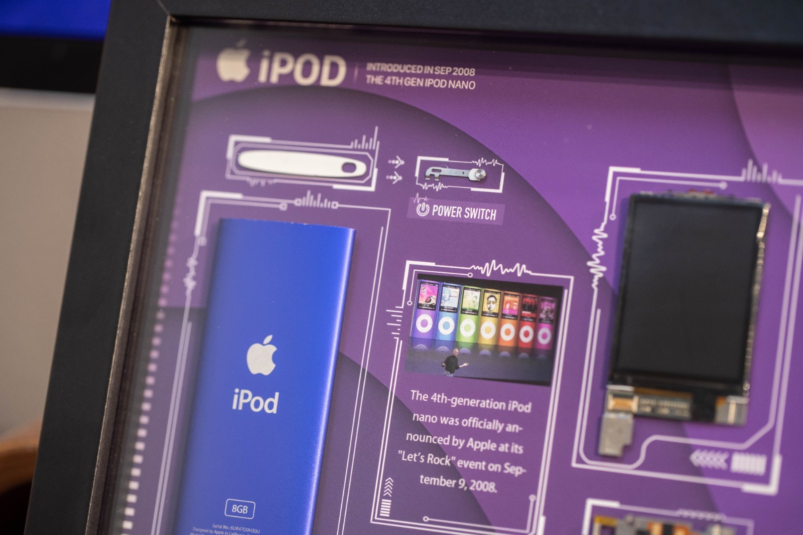 Framed iPod Nano 4th Gen Teardown Art, Retro Tech Decor, Gift for Him