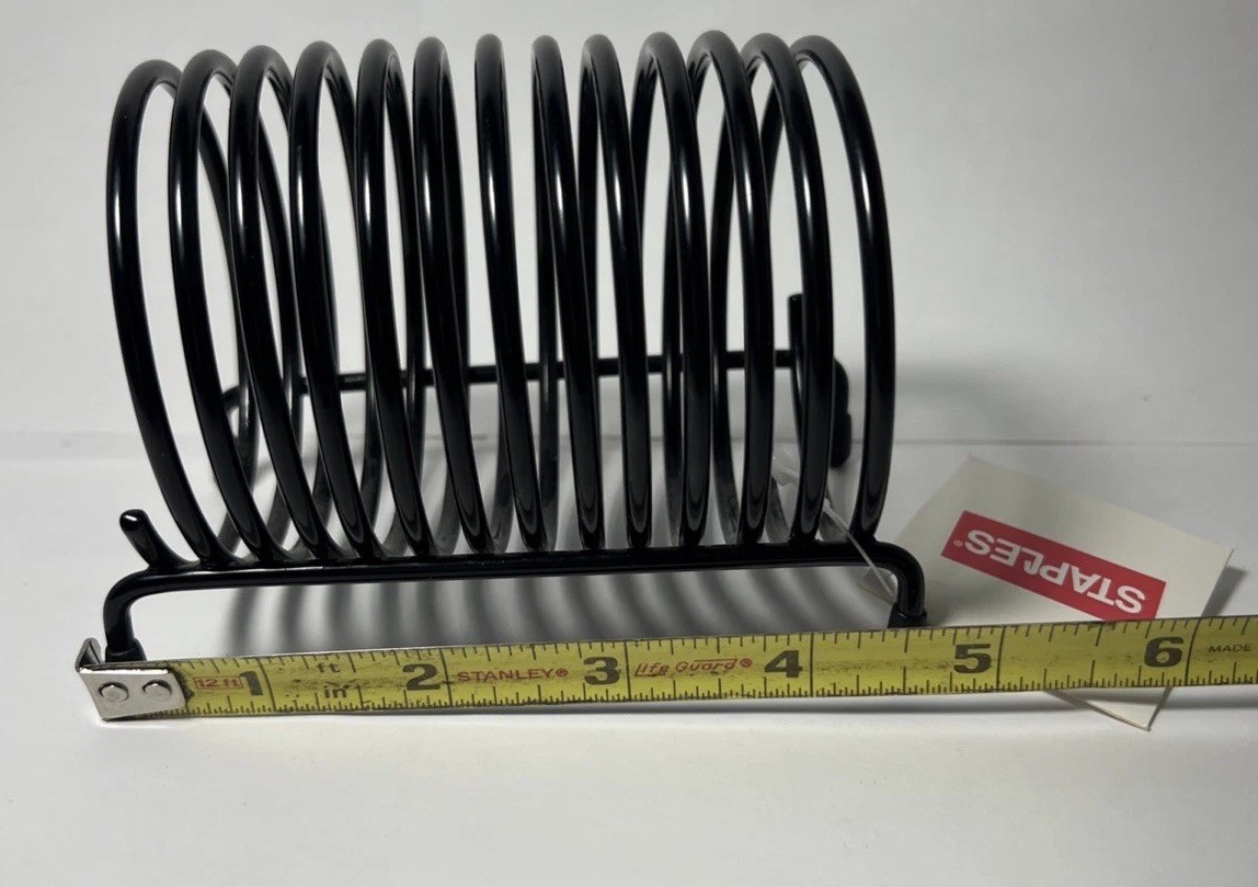 Black Metal Spiral Coil Letter Mail Holder Organizer Desktop Compact NOS Staples