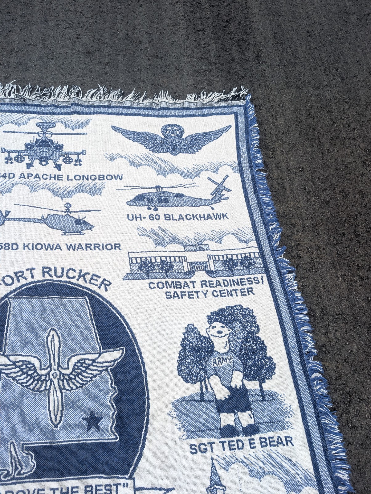 Vintage Fort Rucker Alabama Tapestry Throw Blanket 64″ x 47″ US Army Aviation