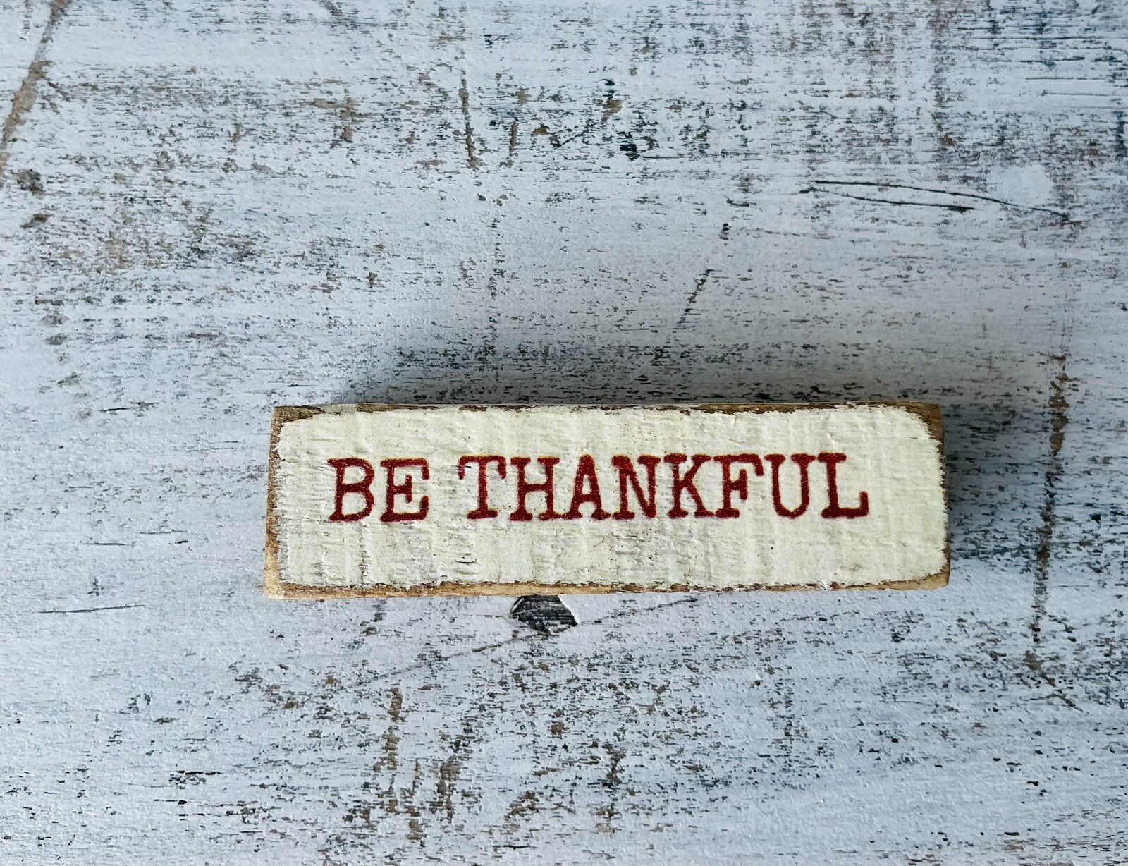 Be Thankful Mini Distressed Block NEW