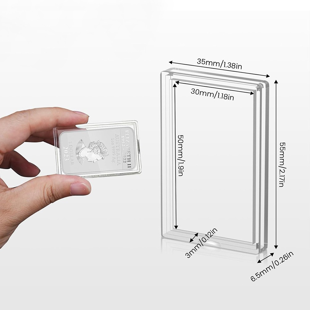 5-200x Clear Acrylic 1 Oz Silver Bar Capsule Holder Storage Case Container Box