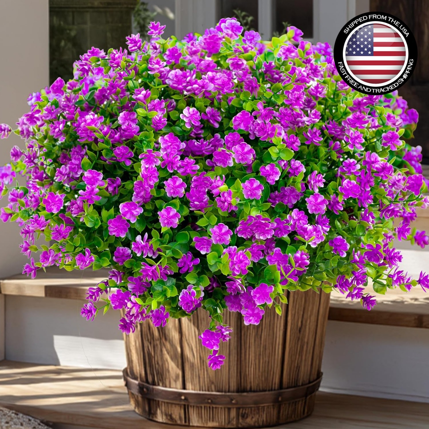 Pet-Friendly Magenta Artificial Plants – 12 Bundles of Easy Care Outdoor Flowers