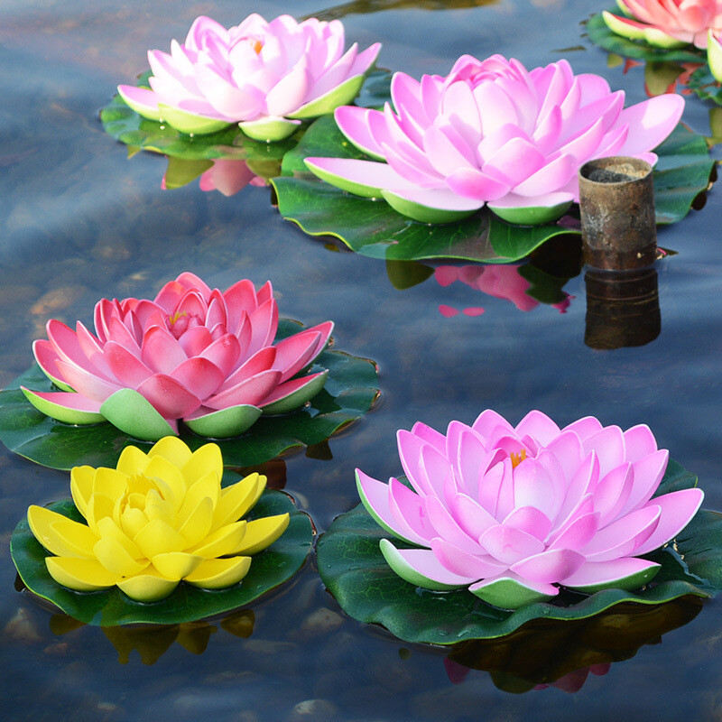 10cm/17cm Simulated Lotus Flower Fake Plant Pond Decor Artificial Water Lily