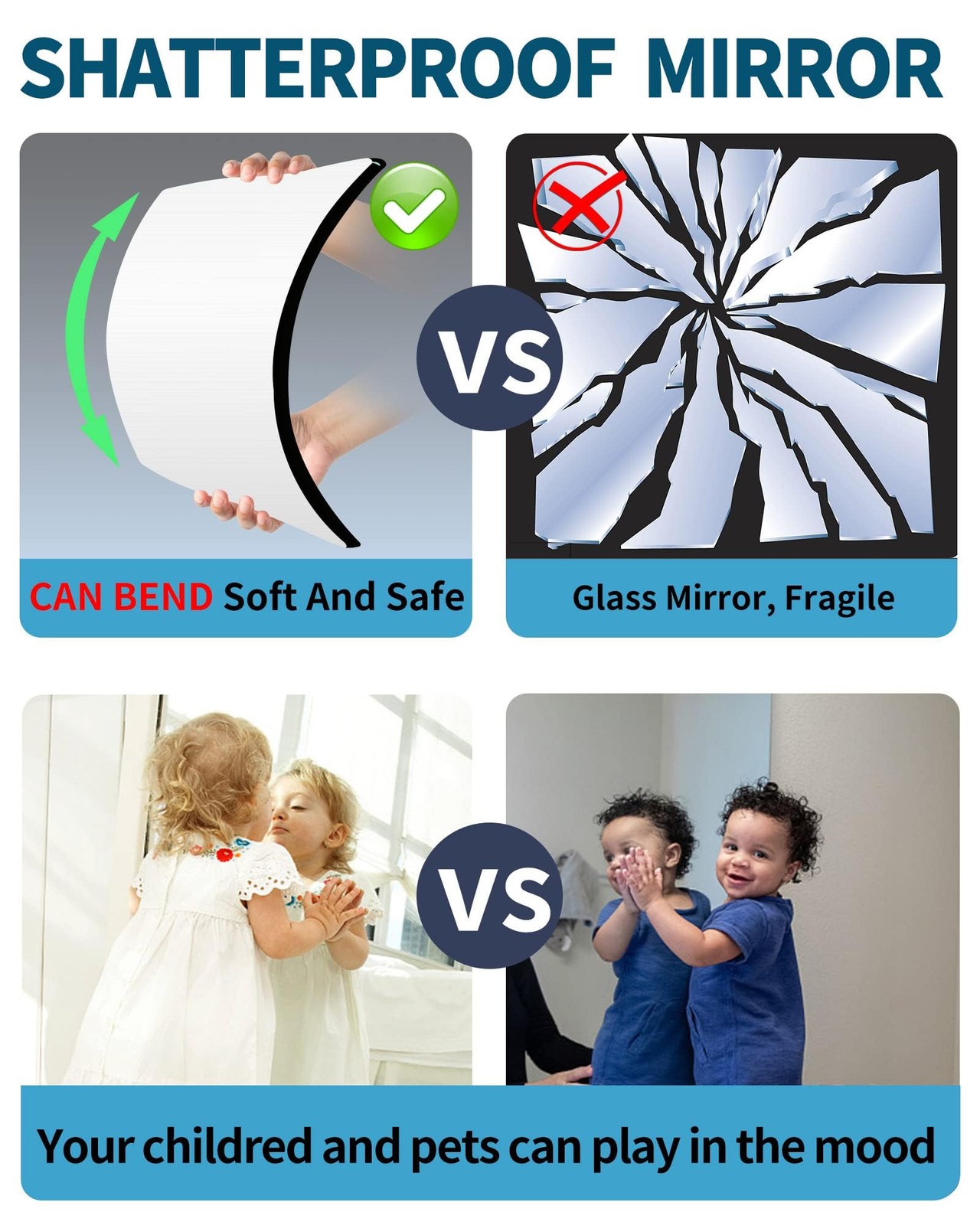 Unbreakable Full Length Mirror For Wall Mounted, Over The Door Mirror, Full B…