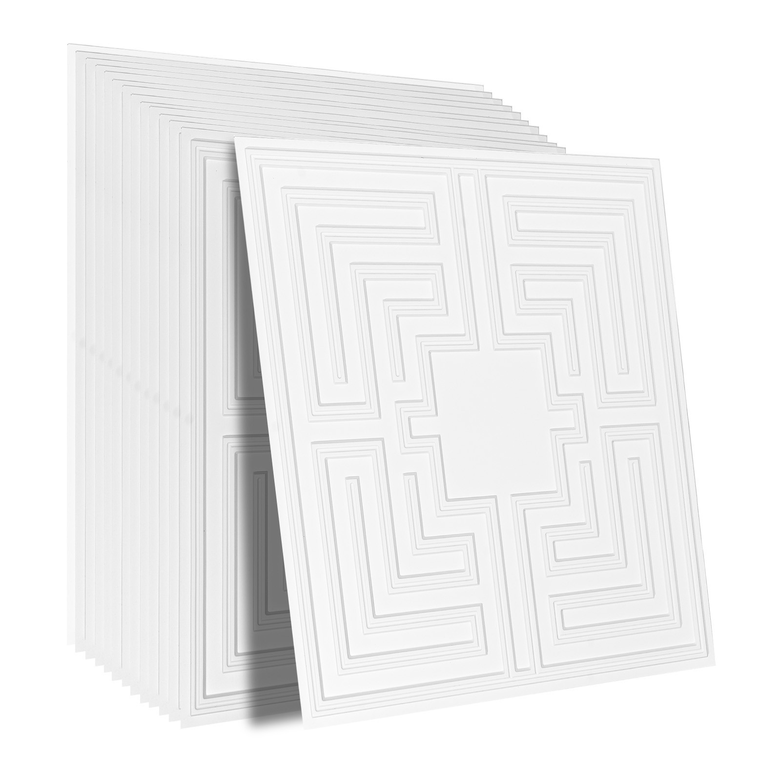 Uimoso Ceiling Tiles 12-Pack 24 x 24 in PVC Easy Installation White Echo Pattern