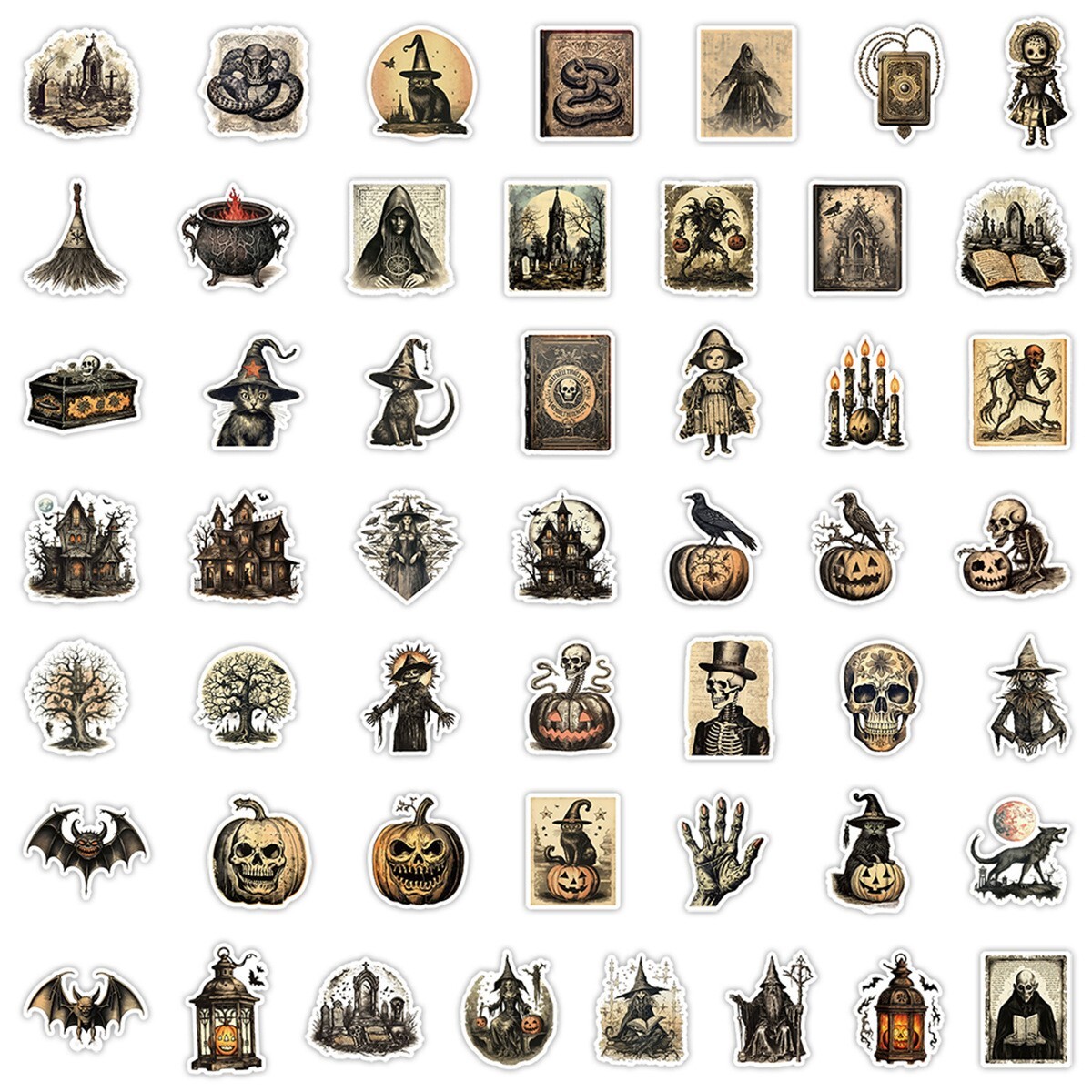 50 Pcs Stickers Vintage Halloween Laptop Luggage Skateboard Car Graffiti Vinyl