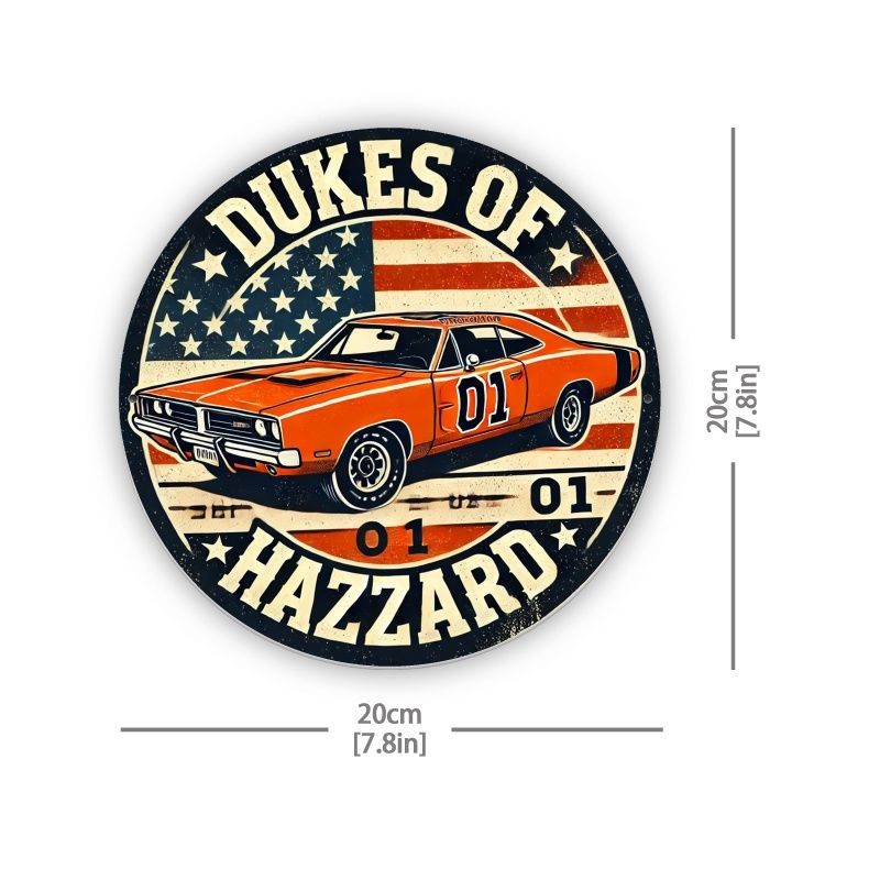 Dukes Of Hazzard Metal Sign Round Vintage Classic Car Garage Wall Decoration