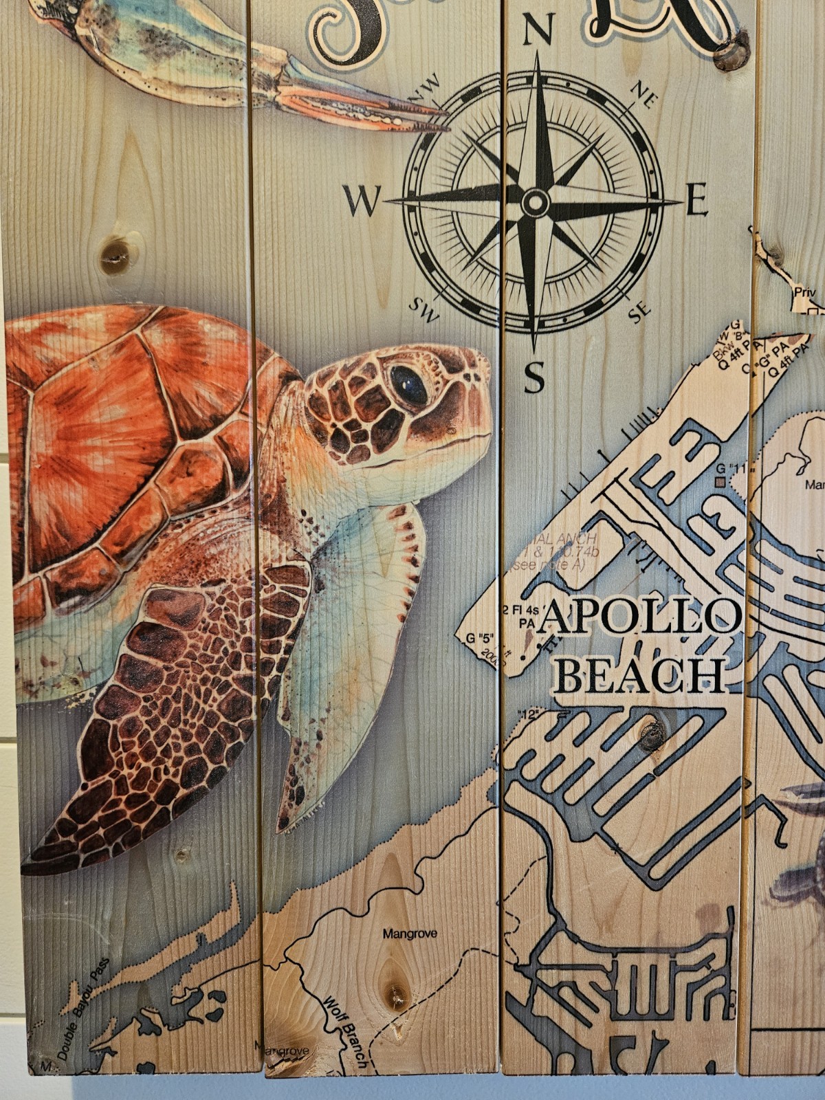 Salt Life Wooden Wall Art Sign-Apollo Beach Map Wall Art By Map Mom