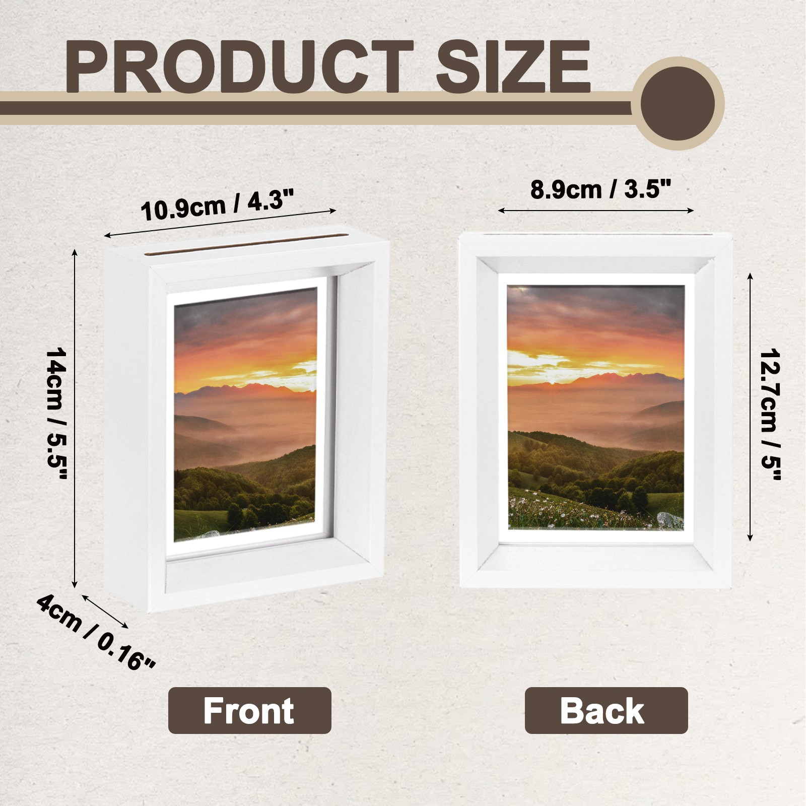Floating Frame, 5 x 4 Inch Wood Picture Frame, White