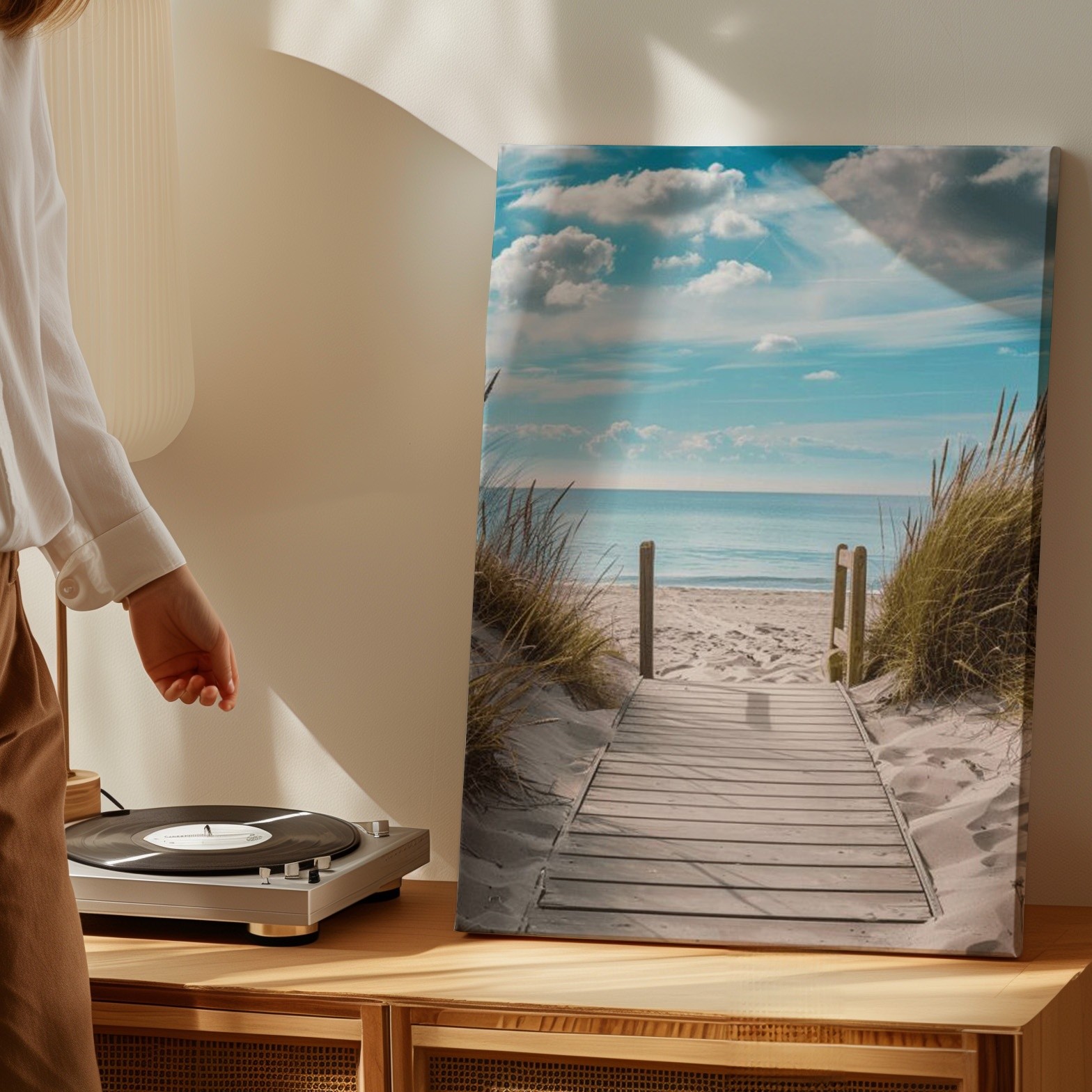 Coastal Beach Pathway Canvas Wall Art Ocean Landscape Print For Home Decor