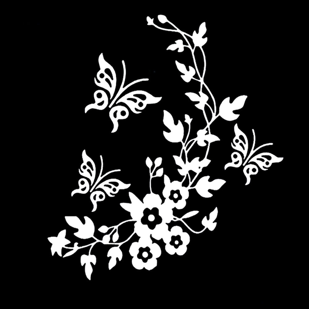 10″ Floral Butterfly Indoor or Outdoor Vinyl Decal Car Window Wall Mirror Door