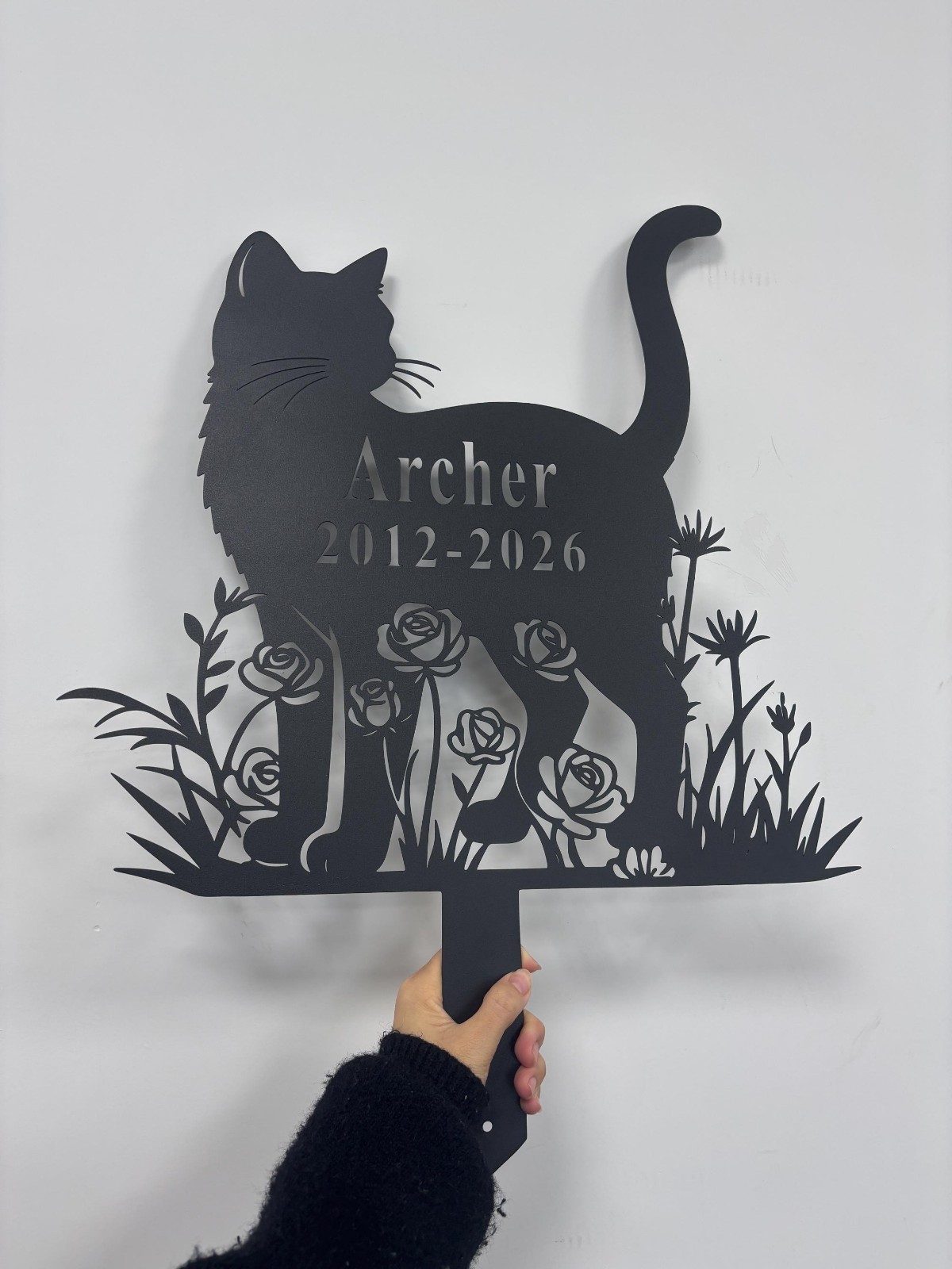 Personalized Cat Memorial Garden Stake Custom Metal Grave Marker Pet Loss Gift