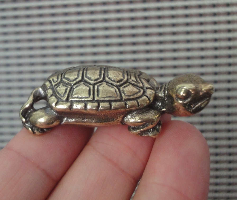 Solid Brass Turtle Decorative Figurine Small Animal Bronze Color Statue