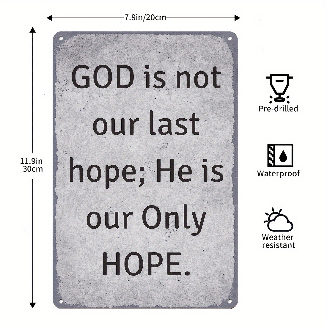 Christian Inspirational Metal Tin Sign GOD is Our Only Hope Religious Wall Decor