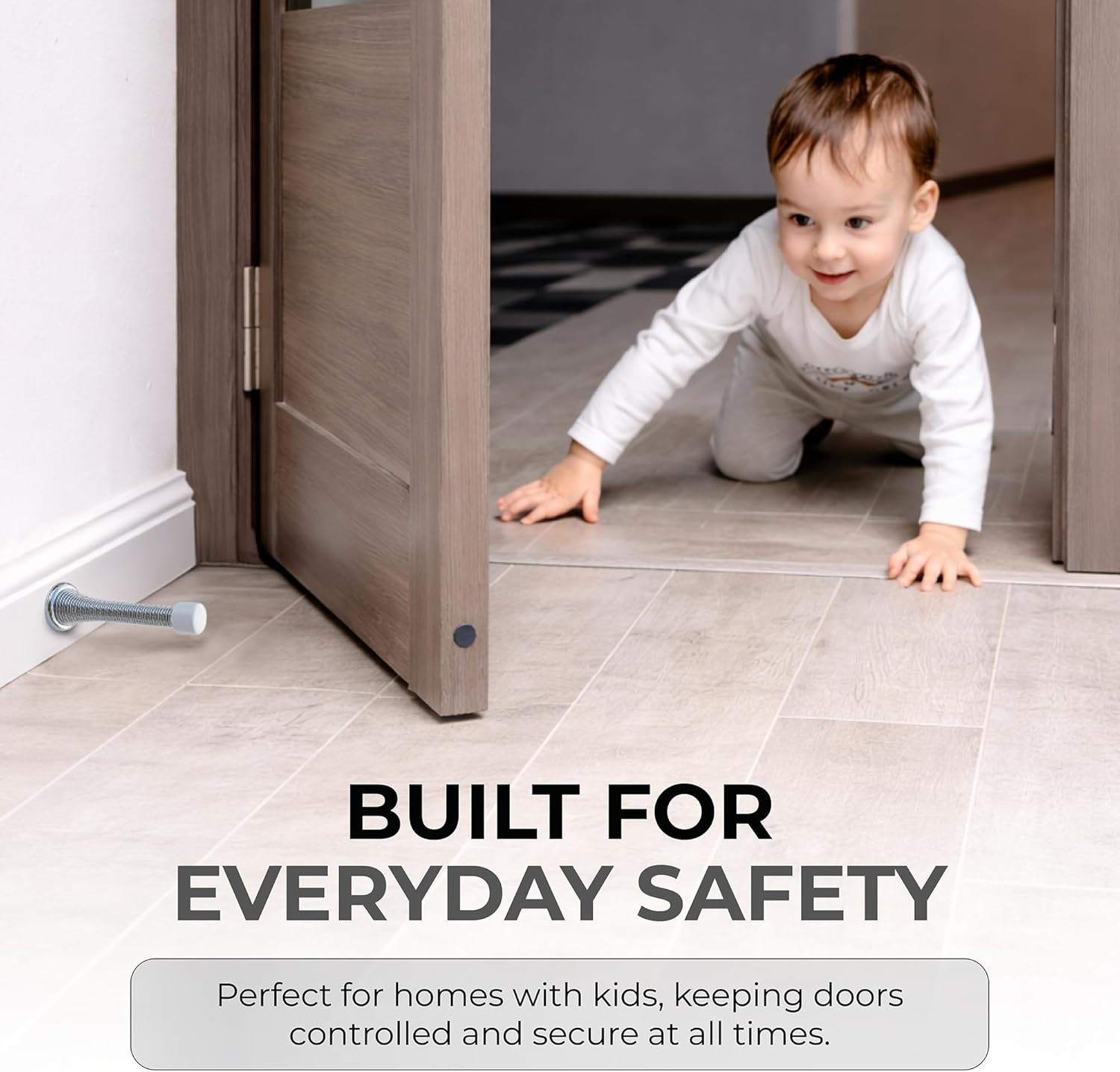 Spring Door Stopper White – 12-Pack Wall Door Stopper – Easy Installation Doorst