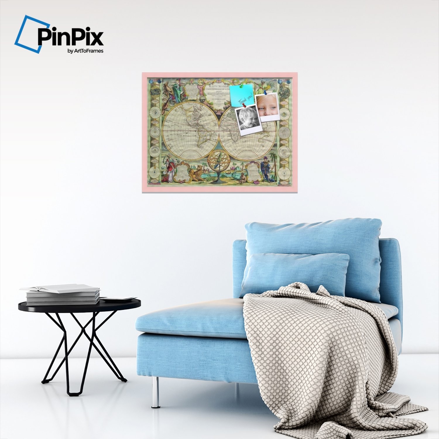 Custom Printed pin Cork Bulletin Board Made from Canvas, World Map 32 x 24 In…