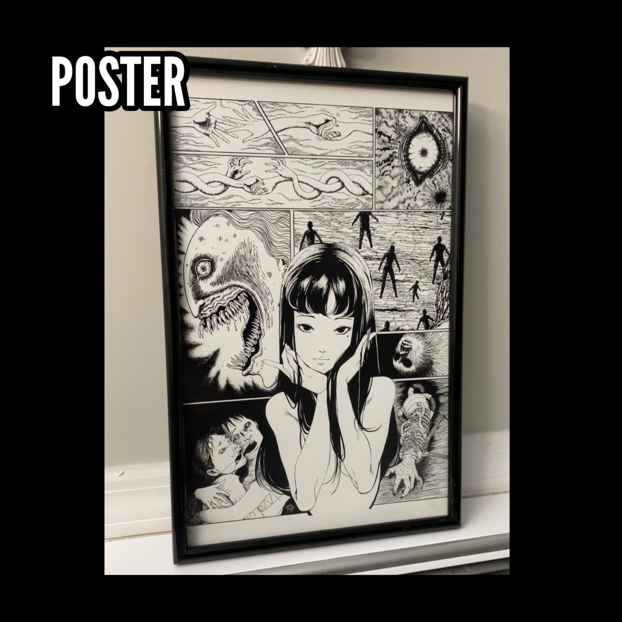 Junji Ito Tomie Two Face Collage Anime Horror Poster